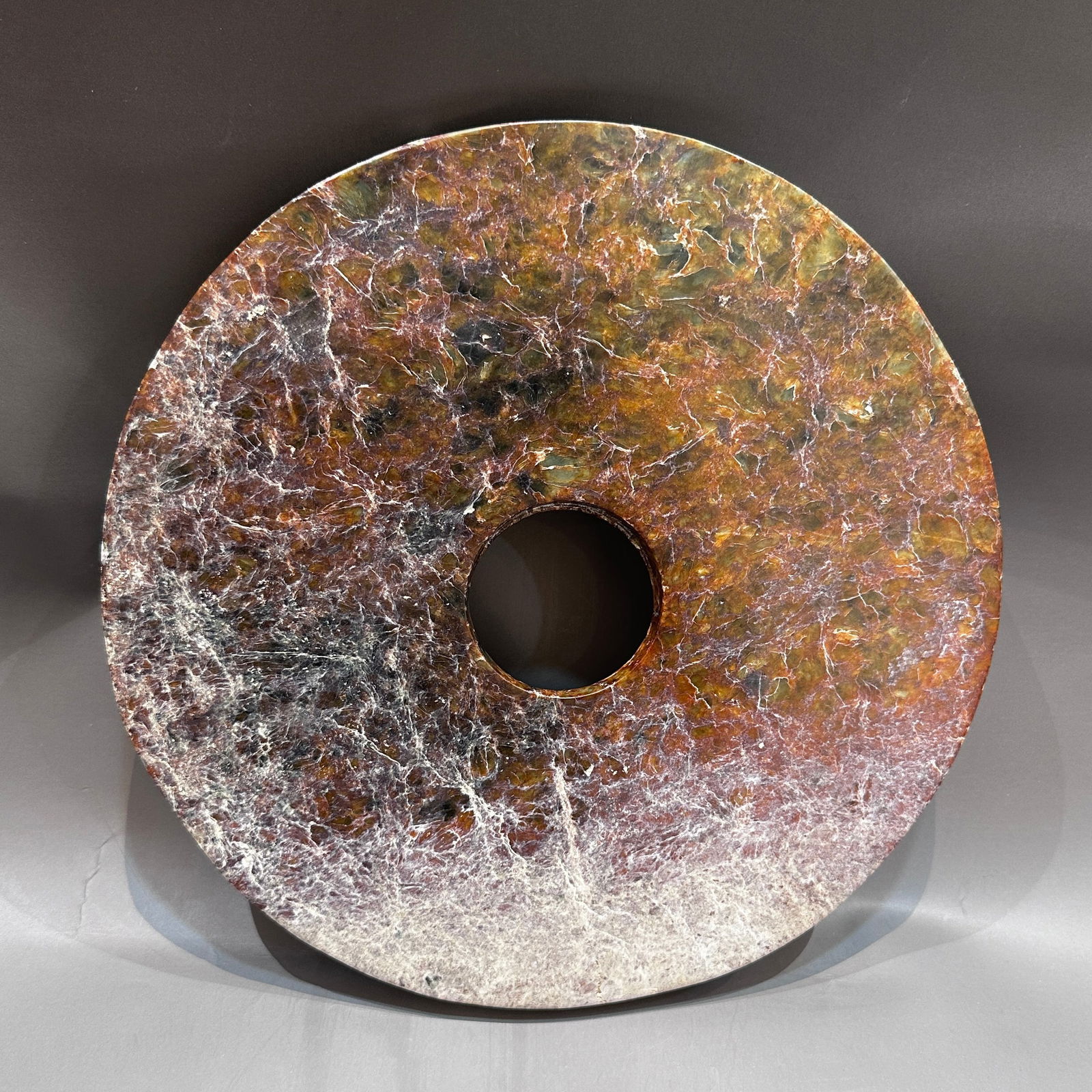 A large antique Chinese jade Cong,Neolithic period, Liangzhu culture,diameter 21cm (1 of 8)