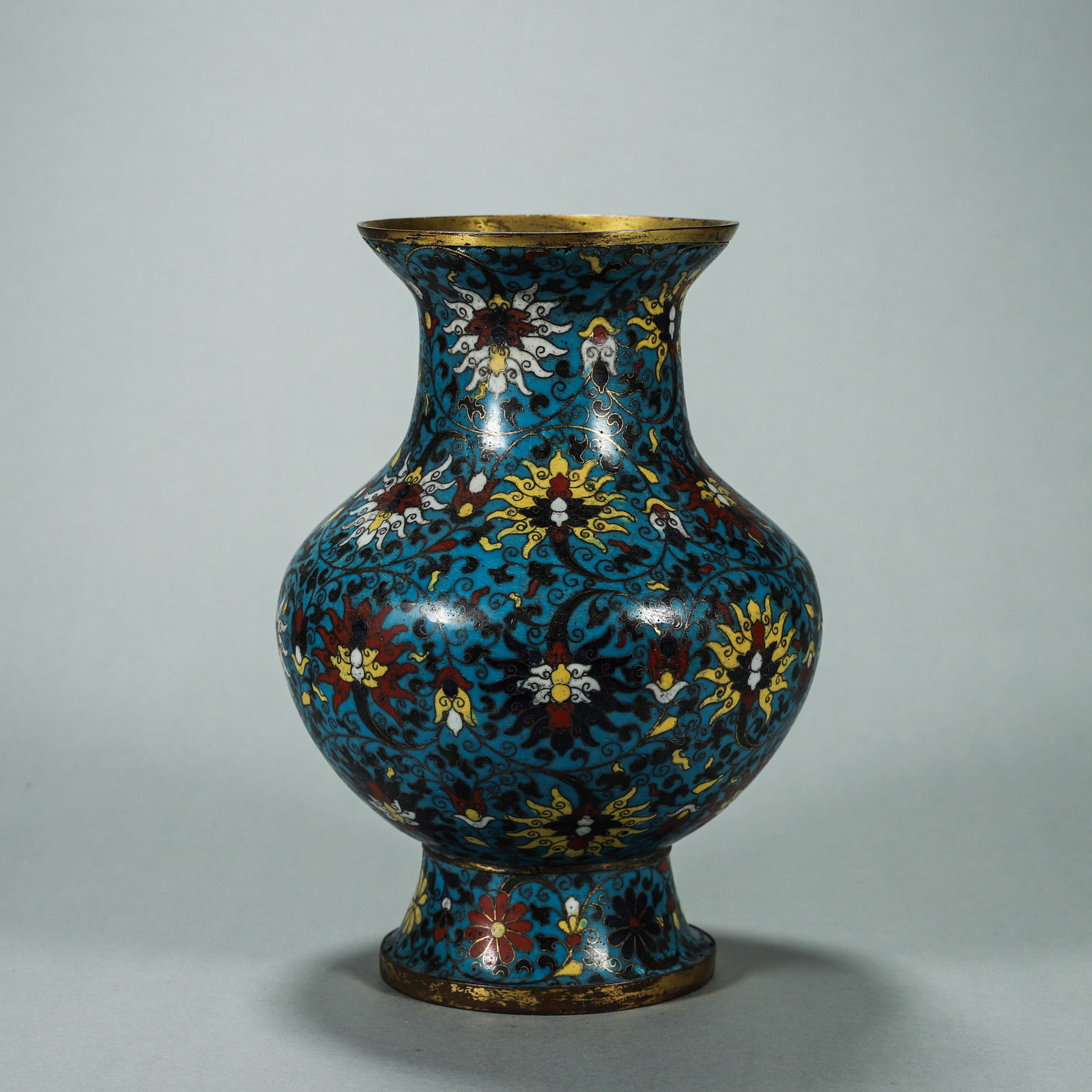 A flower patterned cloisonne vase (1 of 9)