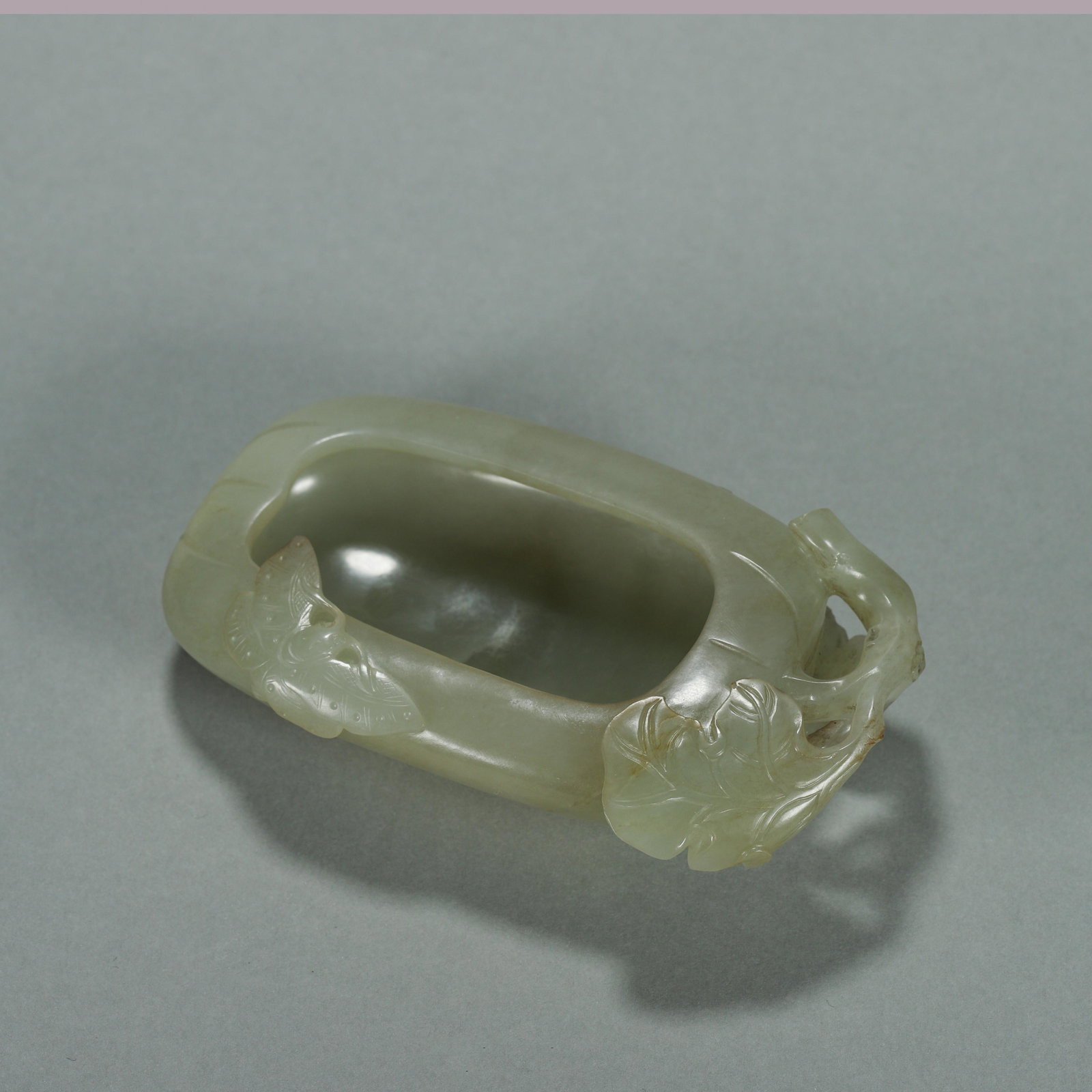 A butterfly patterned eggplant shaped Hetian jade water pot (1 of 7)