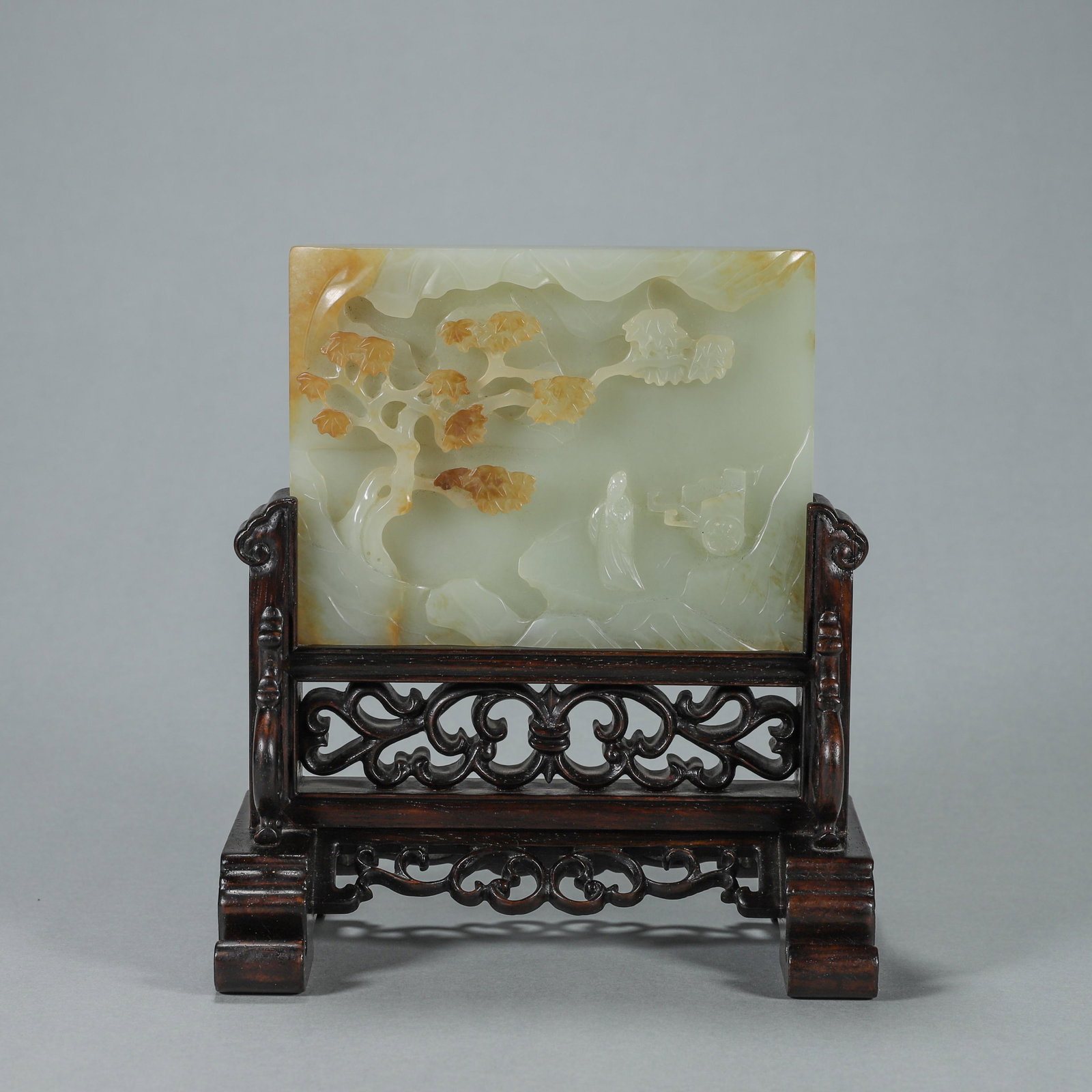 An inscribed Hetian jade screen (1 of 10)