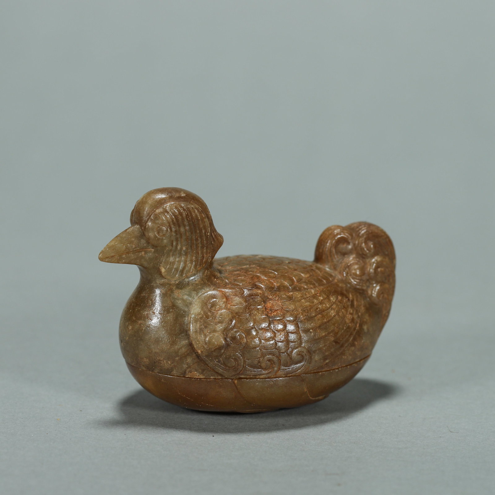 A Hetian jade mandarin duck shaped box (1 of 9)
