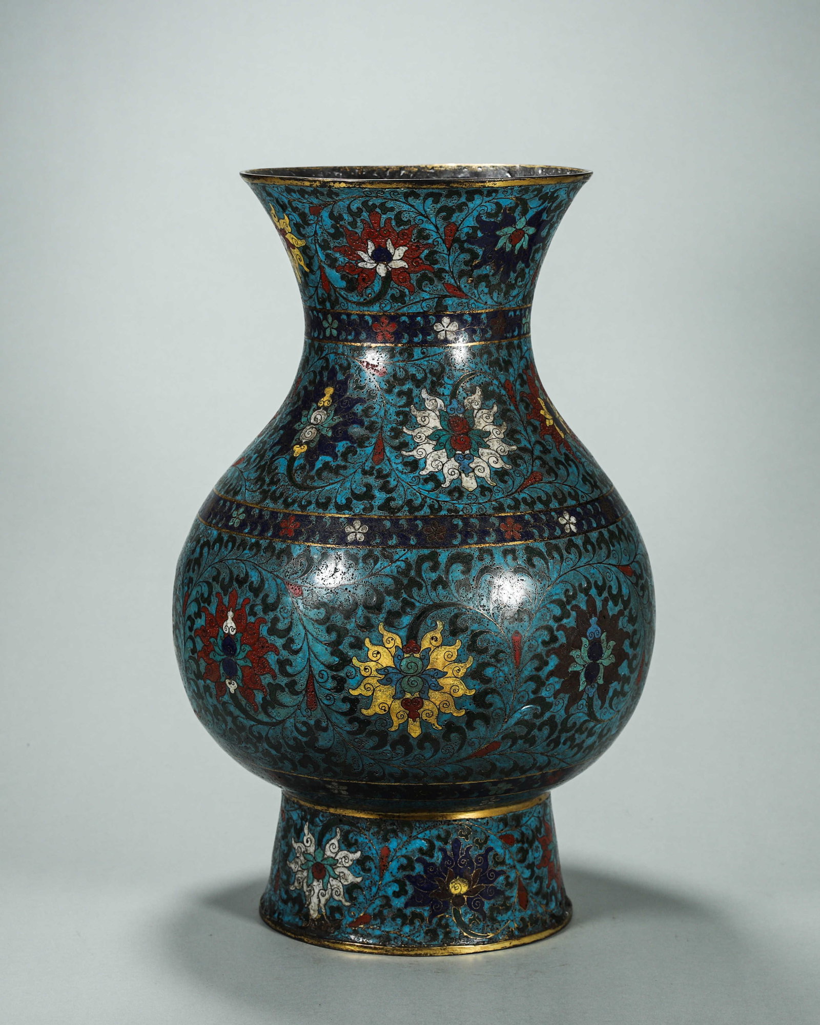 A flower patterned cloisonne vase (1 of 10)