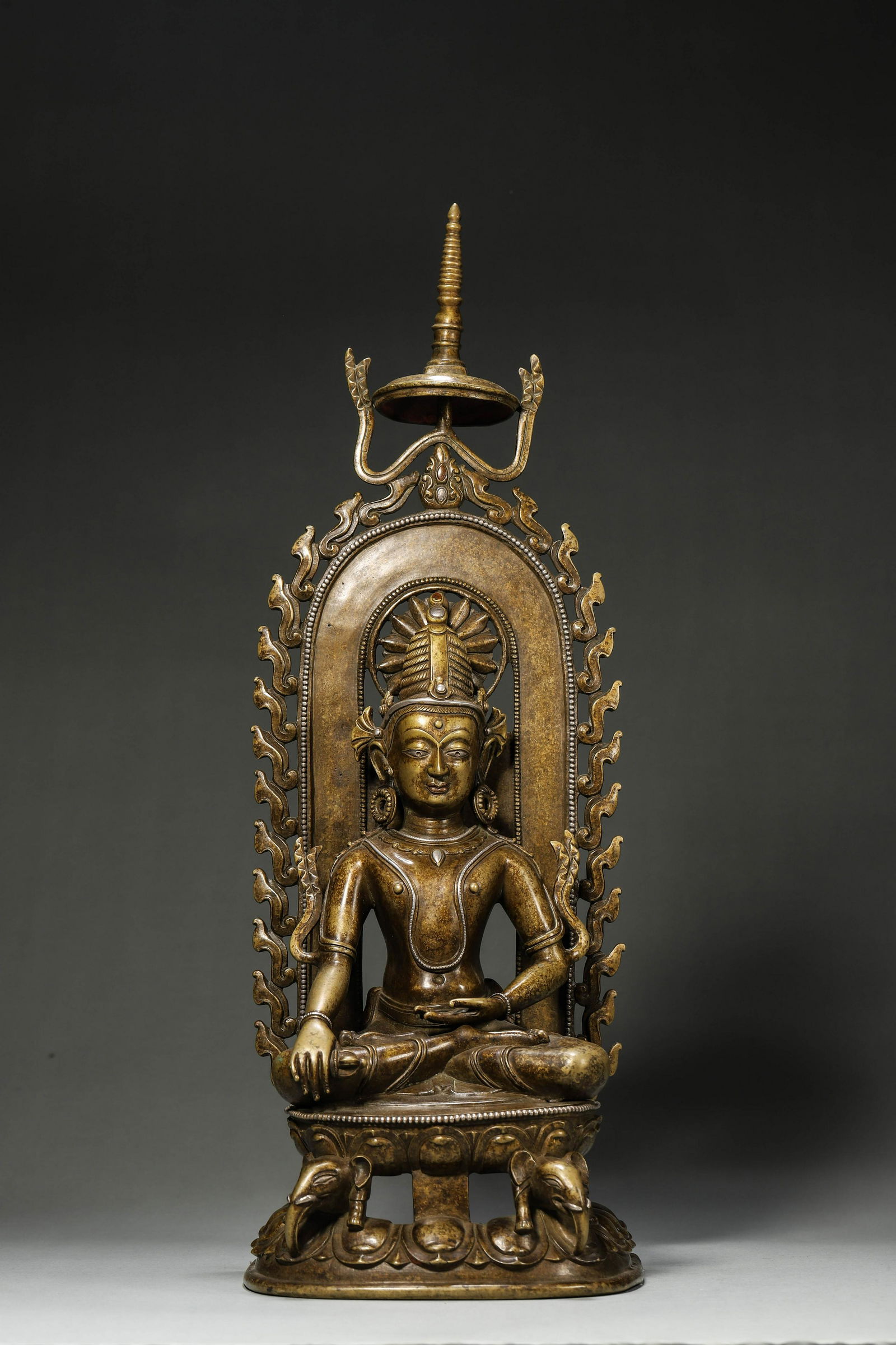 A silver-inlaid copper buddha statue (1 of 14)