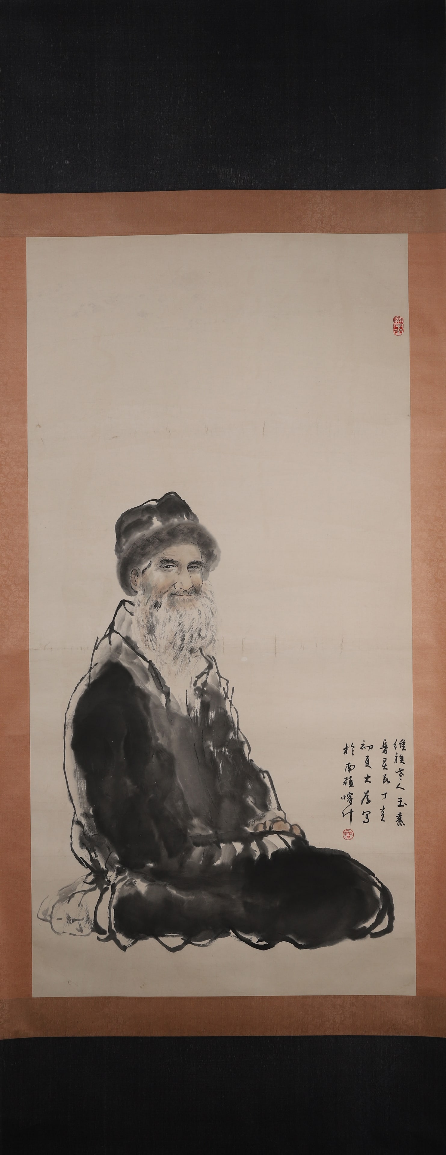 A Chinese hanging scroll painting of figure, Liu Dawei mark: 134x67cm