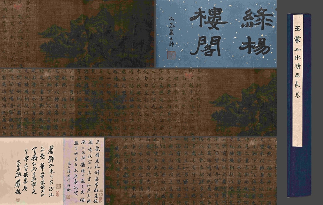 Attributed To Wang Meng, Chinese Landscape Painting Silk Hand Scroll: 36cmX370cm