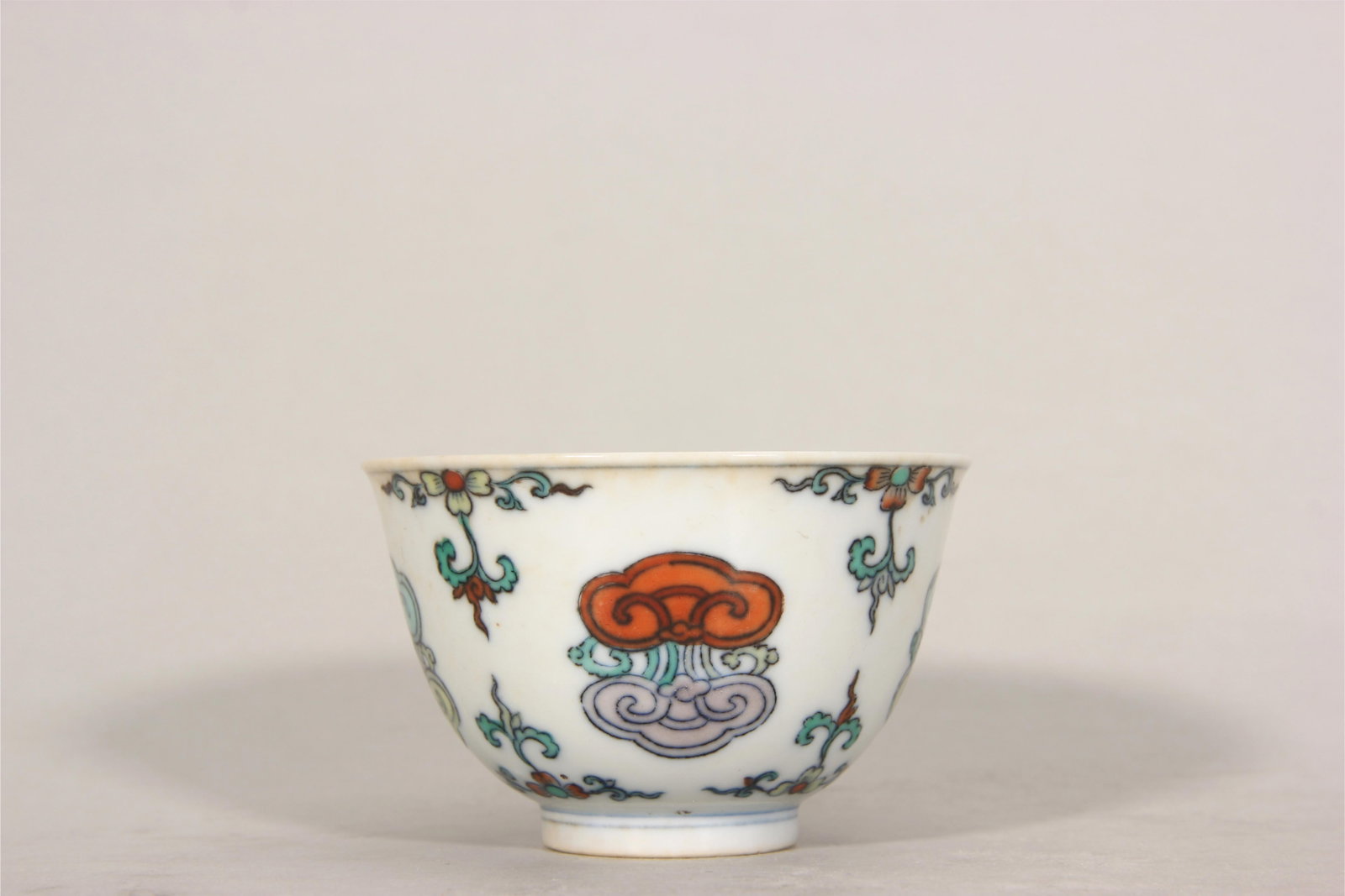 A doucai lucid ganoderma porcelain bell shaped cup,Qing Dynasty,China (1 of 8)