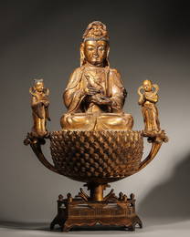 A gilding copper Guanyin statue,Ming Dynasty,China