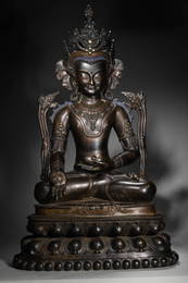 A silver-inlaid copper Vairocana statue,Ming Dynasty,China