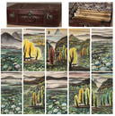 A set of landscape paintings by Lin Fengmian,with leather box