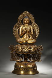 A gilding copper Dipankara buddha statue,Ming Dynasty,China