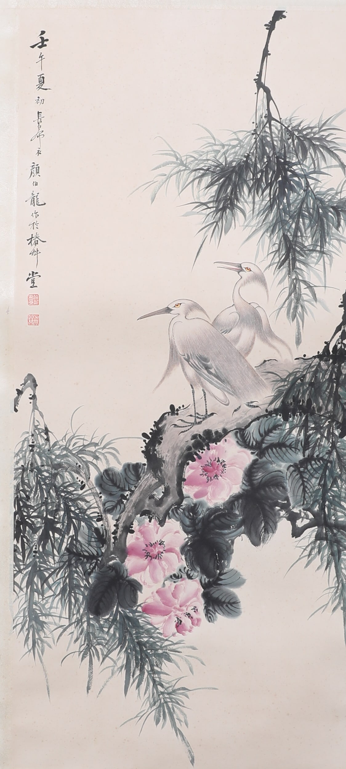 A Painting of Flowers and Birds Vertical Axis, Yan Bolong's Mark, China (1 of 5)