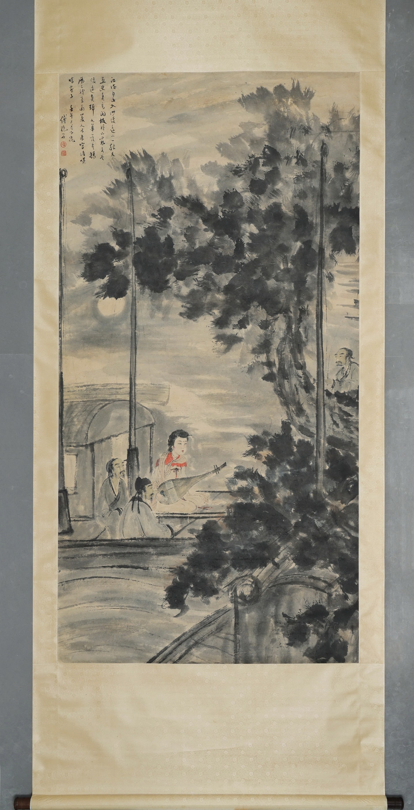A hanging scroll painting of landscape and figure, Fu Baoshi mark: Painting Core:175x90CM