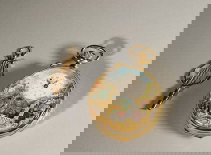 A 18k gold dynamic music pocket watch: D:5.5cm WT:122g