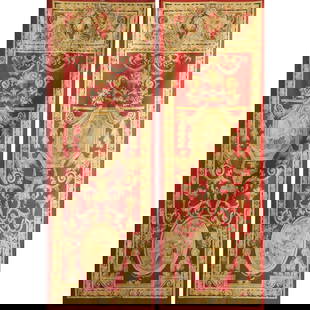A PAIR OF TAPESTRIES: WOOL,2.45x0.87 M,8.03x2.85 FT,WT:4.1kg