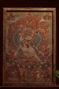 Brocade thangka of Yamantaka: H96cm L66cm