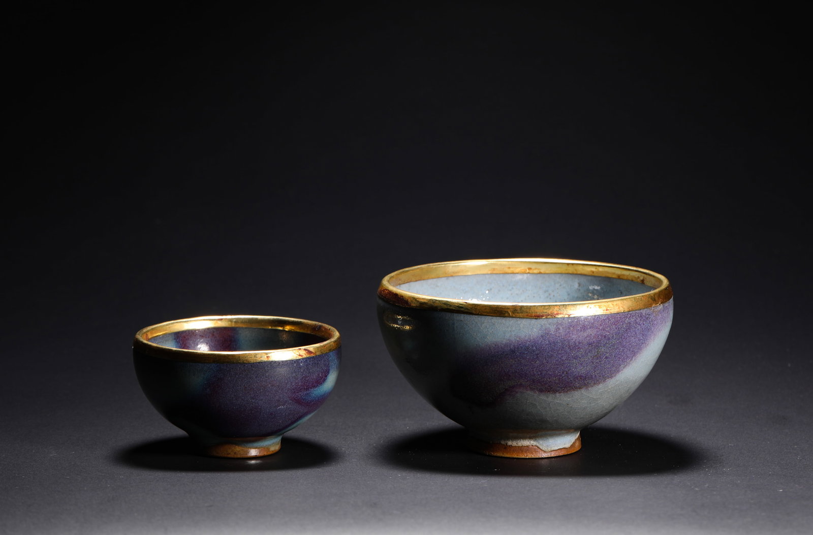 Song Dynasty Jun Kiln bronze gilt pouch-mouthed tea cup: H:5.5cmD9.8cm