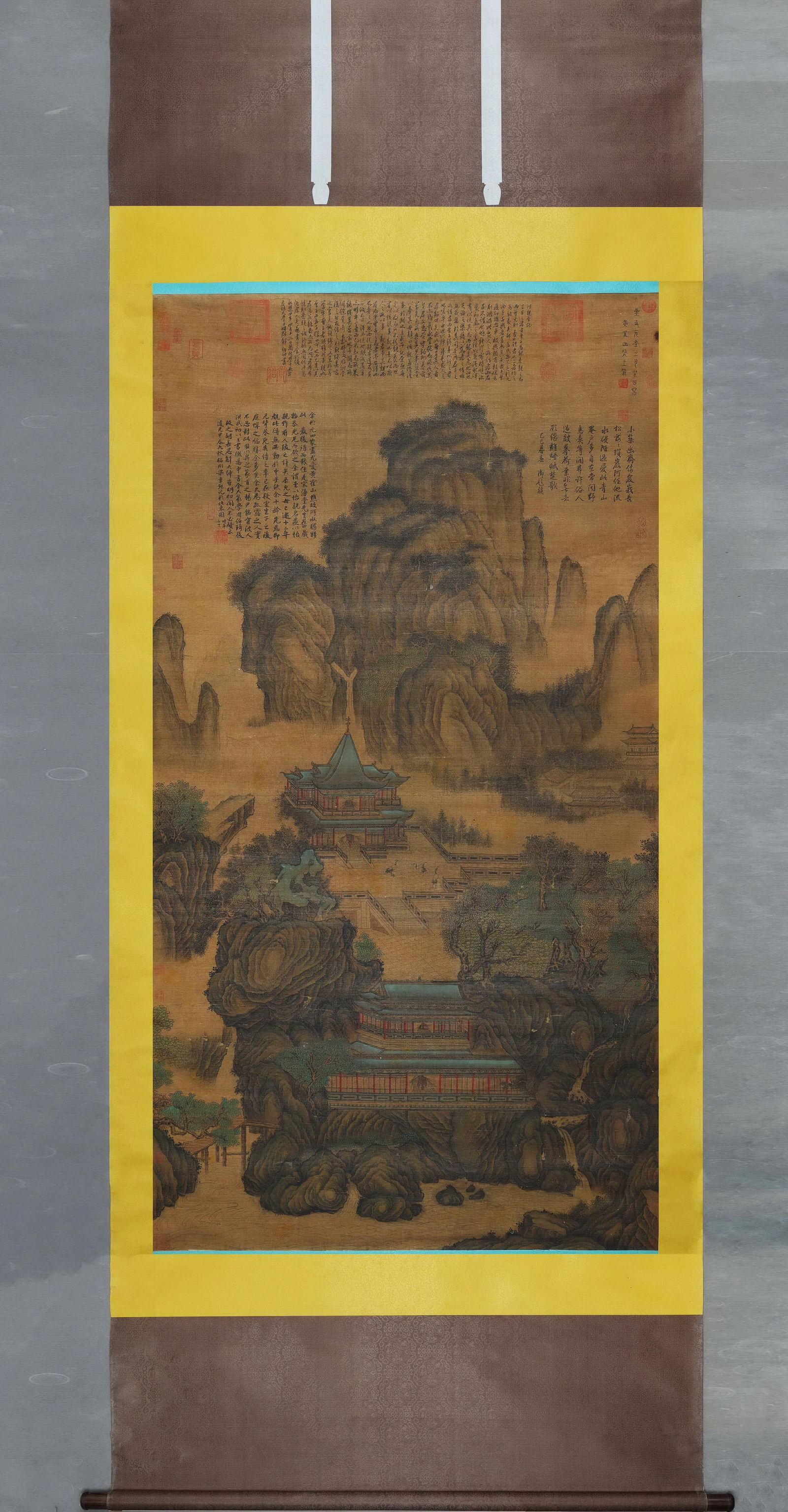 Wang Meng: Immortal Mountains, Cloud Cranes and Palaces,Yuan Dynasty,China: Picture core:183x101CM