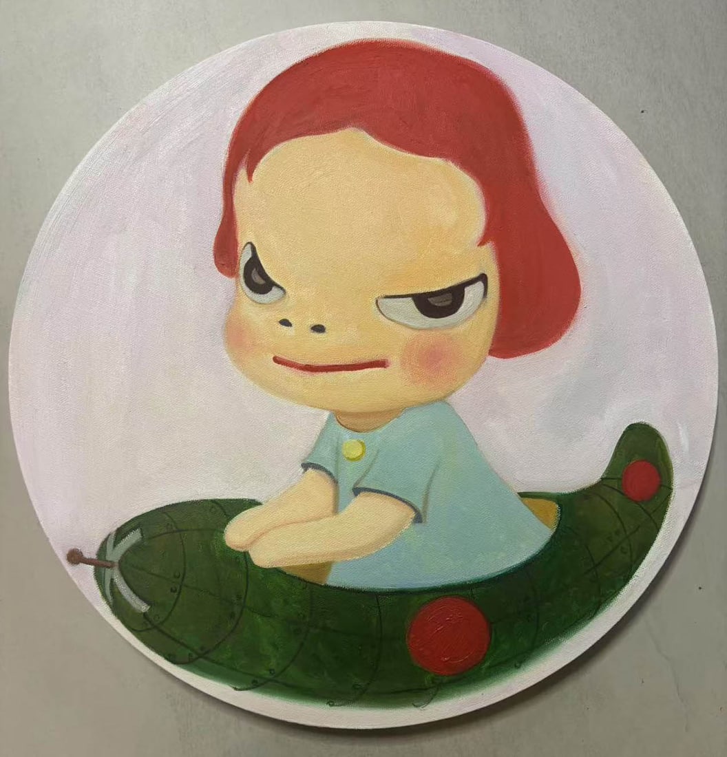 YOSHITOMO NARA (B.1959), ATTRIBUTED TO, OIL ON CANVAS: Dimensions: Diameter: 40 cm (15.7 in.).