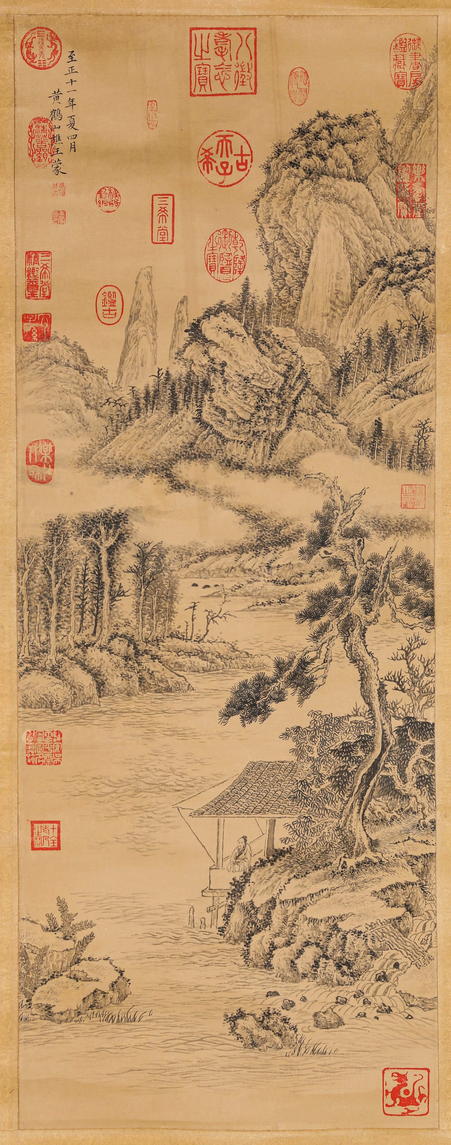 Wang Meng (1308-1385), attributed to, Landscape: Dimensions: Width: 34.5 cm (13.6 in.), Height: 91 cm (35.8 in.). All measurements are approximate.
