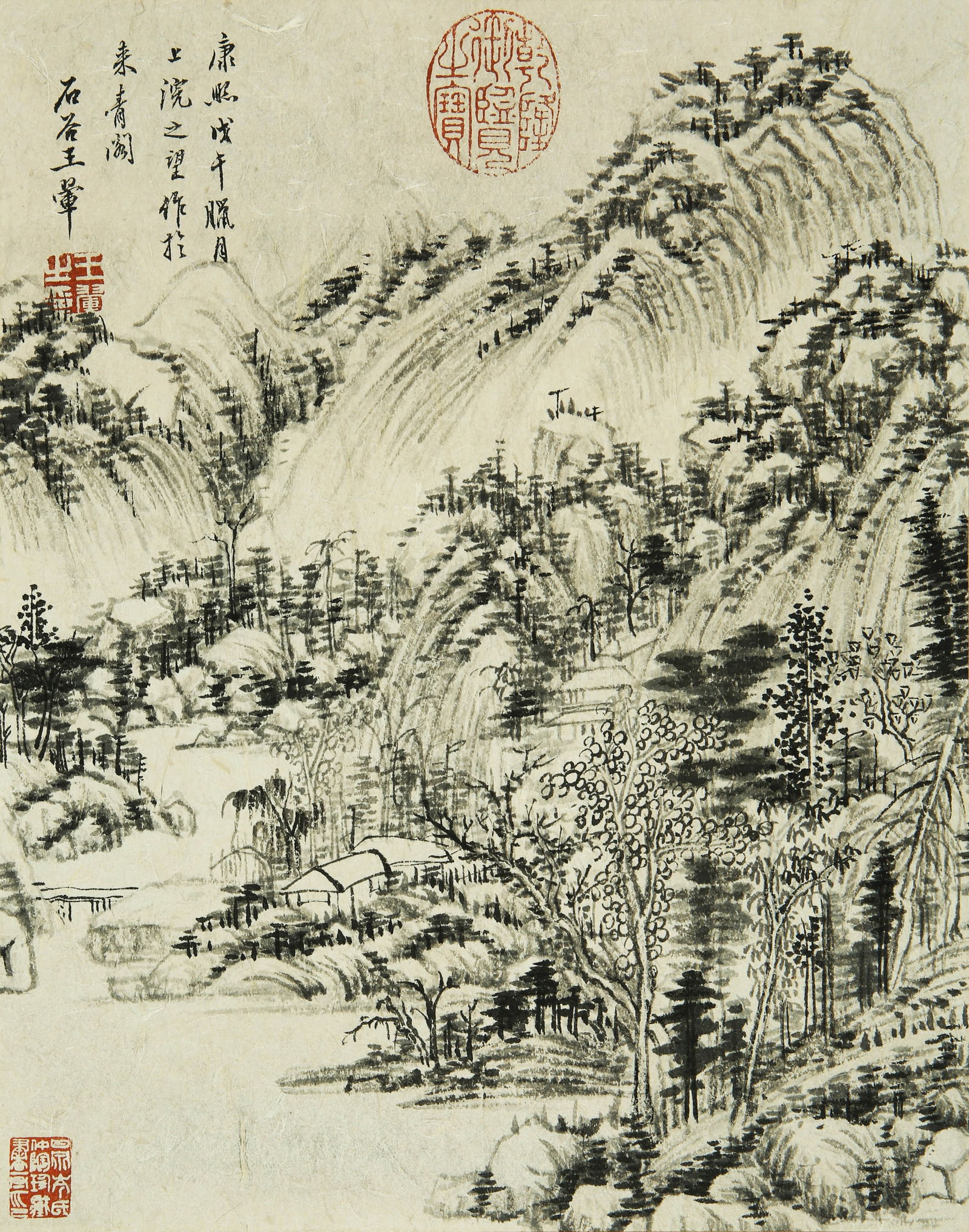 Wang Hui (1632-1717), attributed to, Landscape: Dimensions: Length: 32 cm (12.6 in.), Width: 25 cm (9.8 in.). All measurements are approximate.