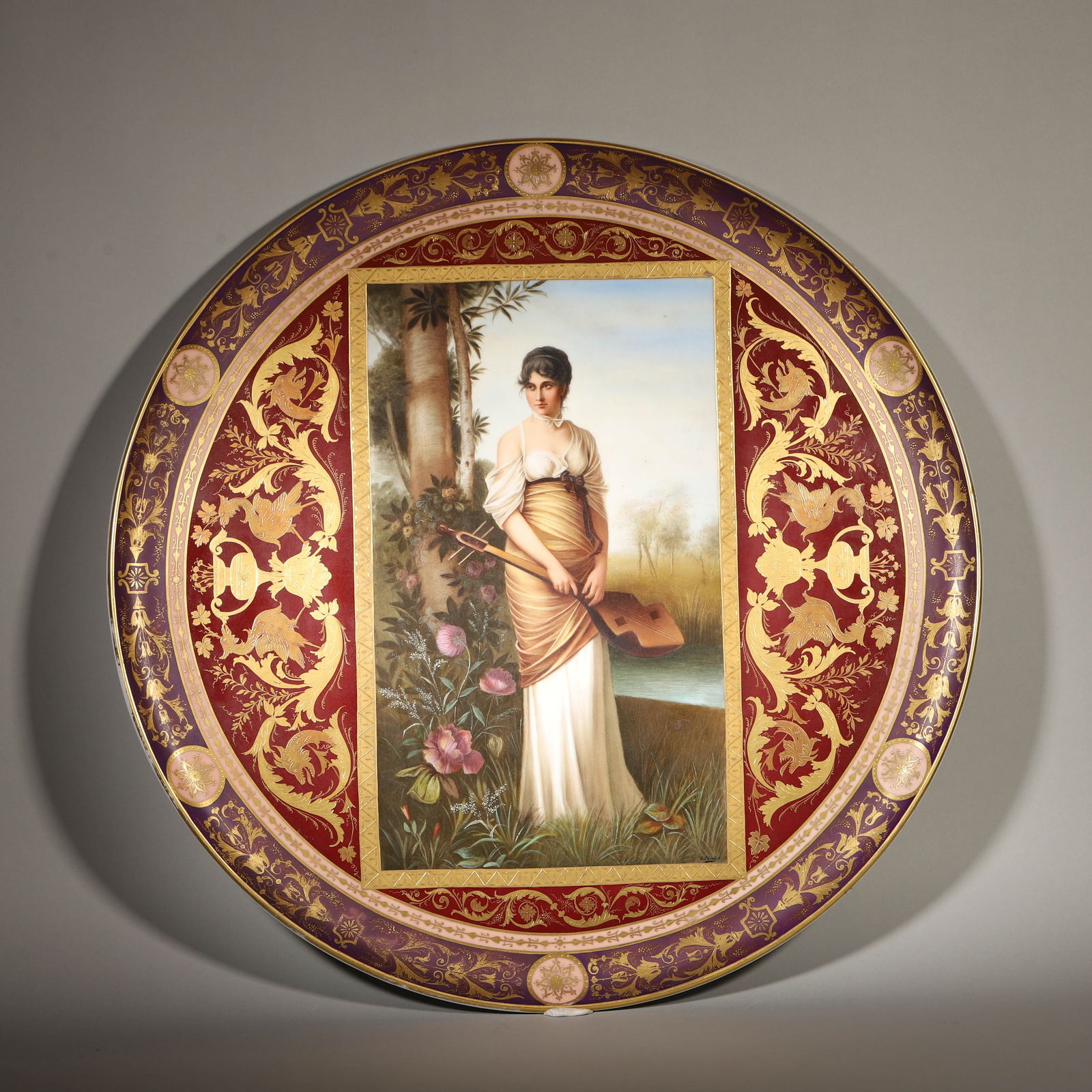 19Th century austrian royal vienna hand-painted extra-large porcelain plate (1 of 11)
