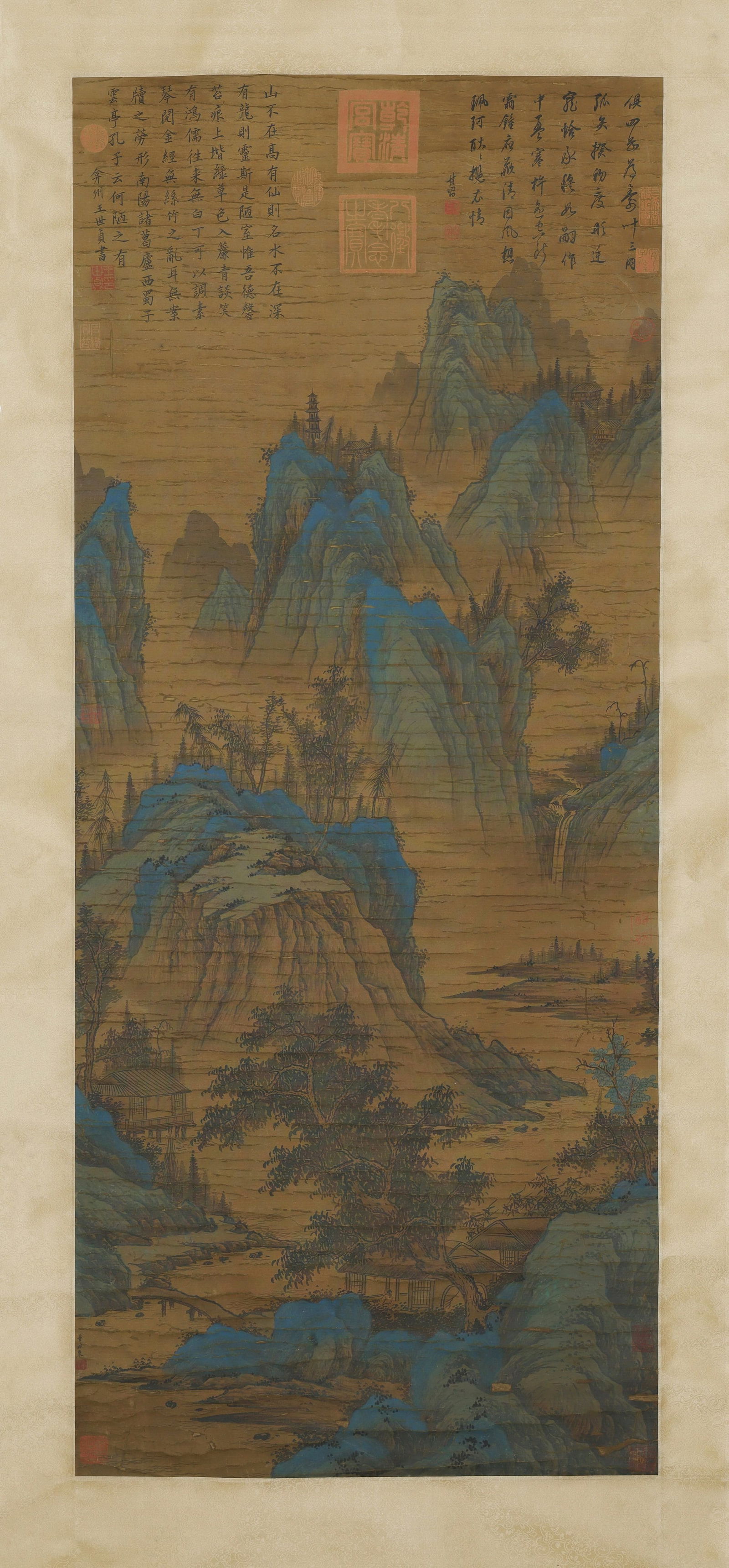 Five dynasties (southern tang), dong yuan, peak forest and mountain dwelling, hanging scroll on silk (1 of 9)