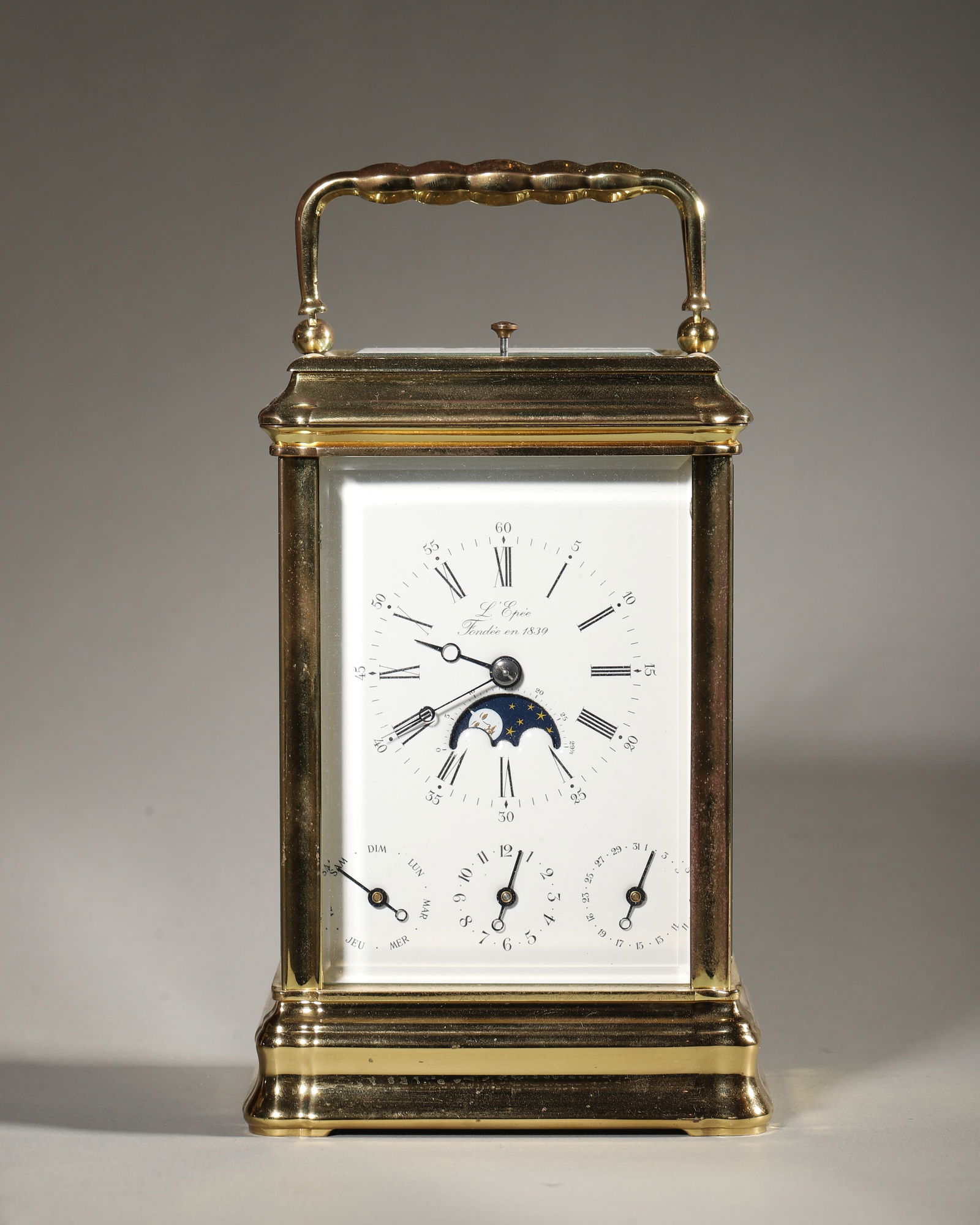 A french l'epée 8-day multi-complication carriage clock with minute repeater, alarm, and perpetual (1 of 9)