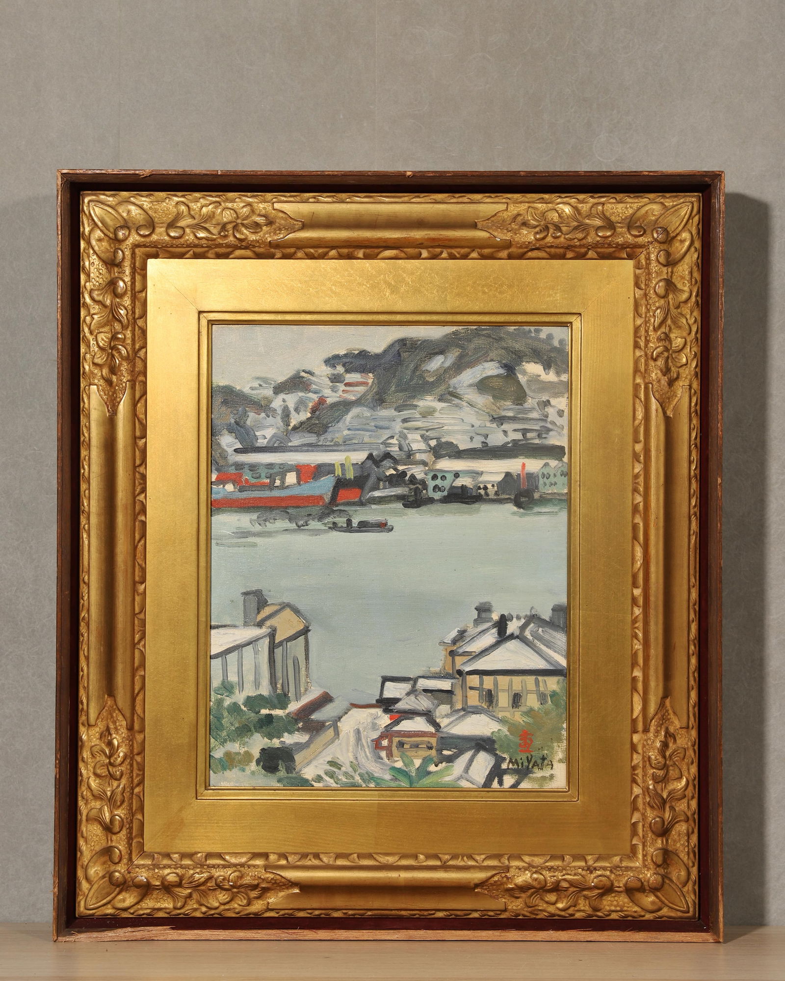 Miyata shizan,1889-1971,attributed to,oil on canvas: Outer framelength66.0Cm (25.98")Width57.0Cm (22.44"), Painting corelength40.0Cm (15.75")Width31.0Cm (12.2")