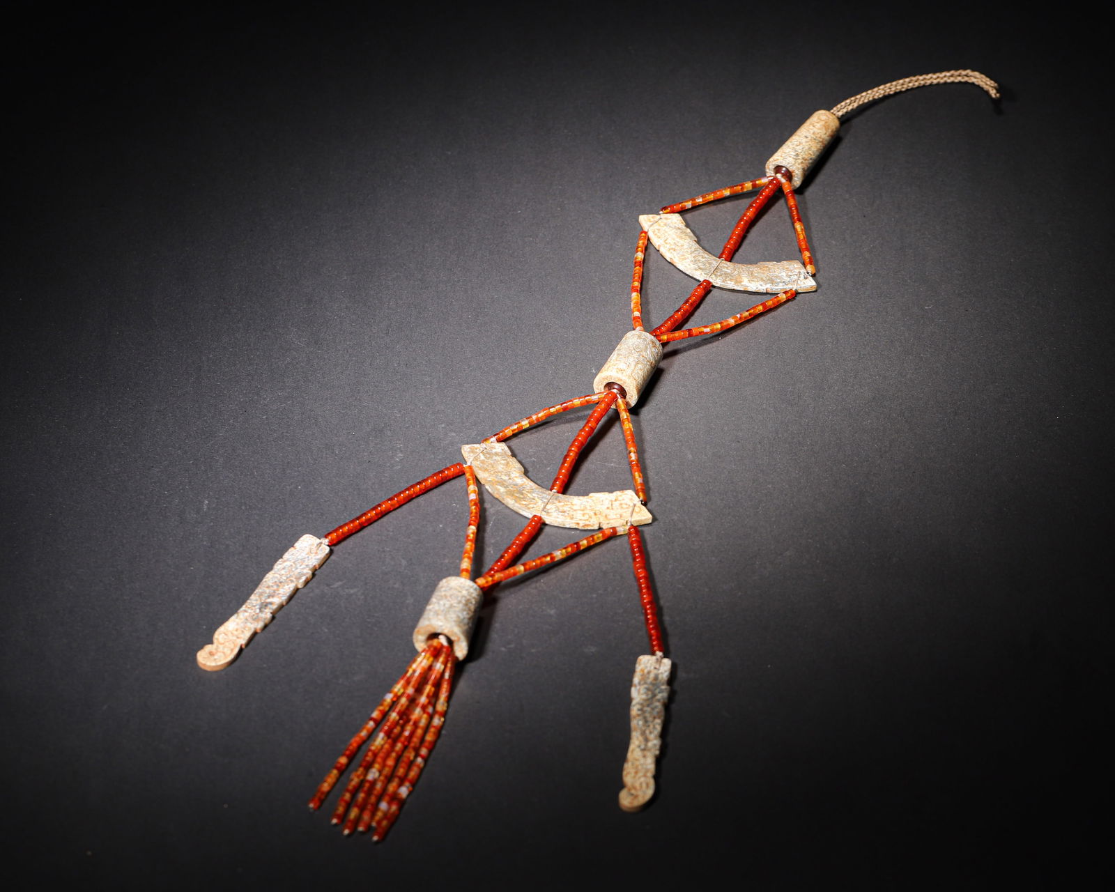 Warring states jade assembled pendant with agate beads (1 of 11)