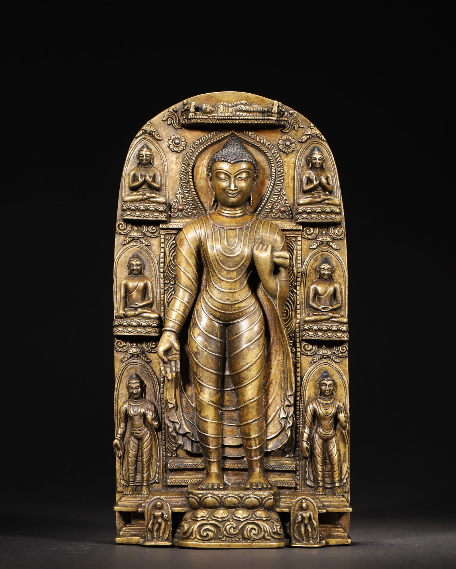 Bronze standing figure of shakyamuni, early malla dynasty, nepal (1 of 10)