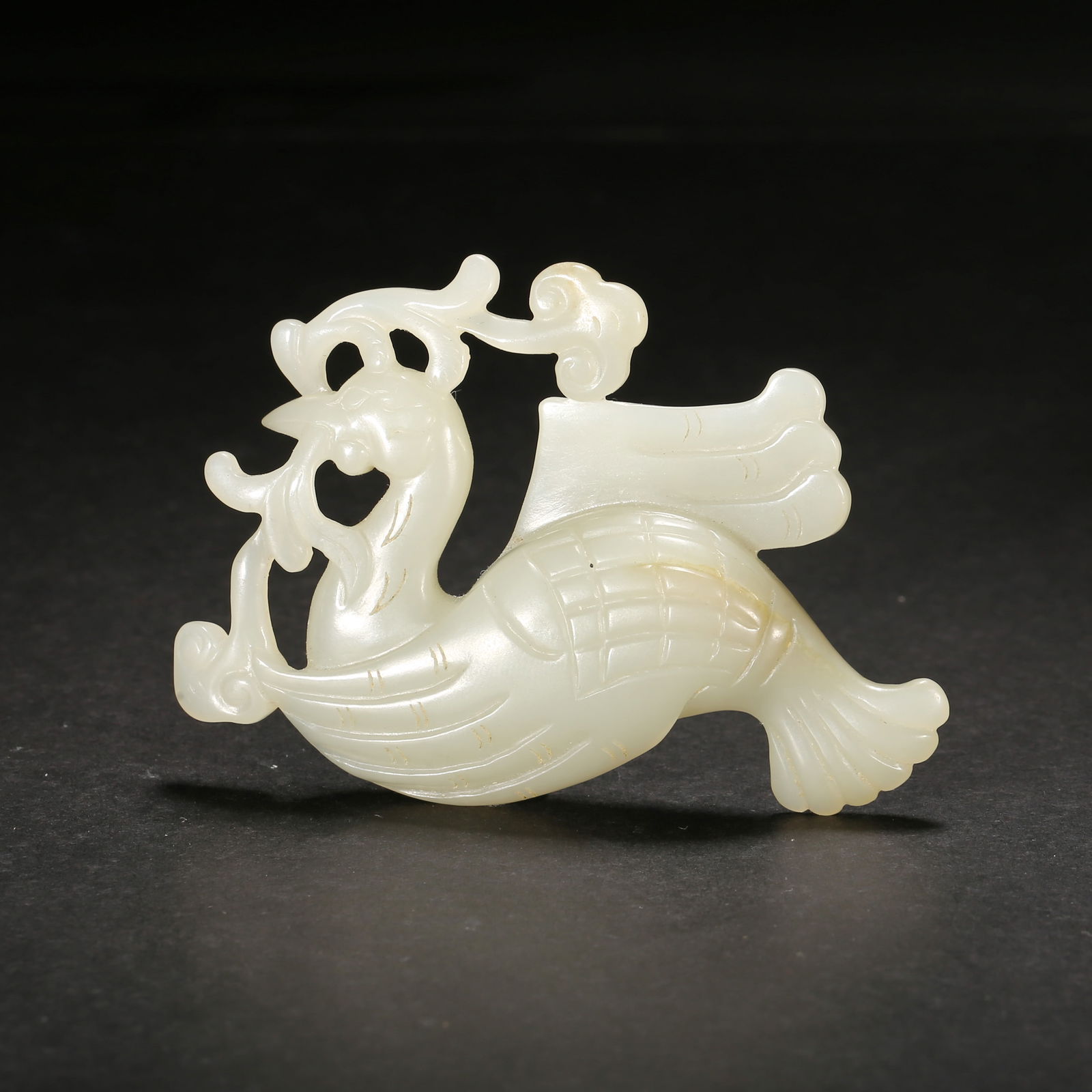Tang dynasty, white hetian jade openwork phoenix pendant with branch (1 of 2)