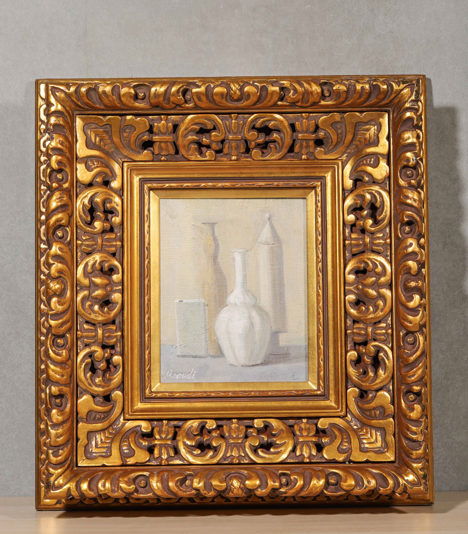 Giorgio morandi,1890-1964,attributed to, oil on canvas: Outer framelength62.0Cm (24.41")Width57.0Cm (22.44") Painting corelength26.0Cm (10.24")Width21.0Cm (8.27")