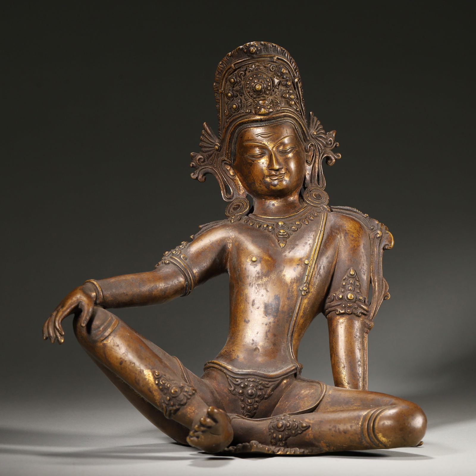 10Th-11th century, gilt bronze seated avalokiteshvara in easeful pose (1 of 6)