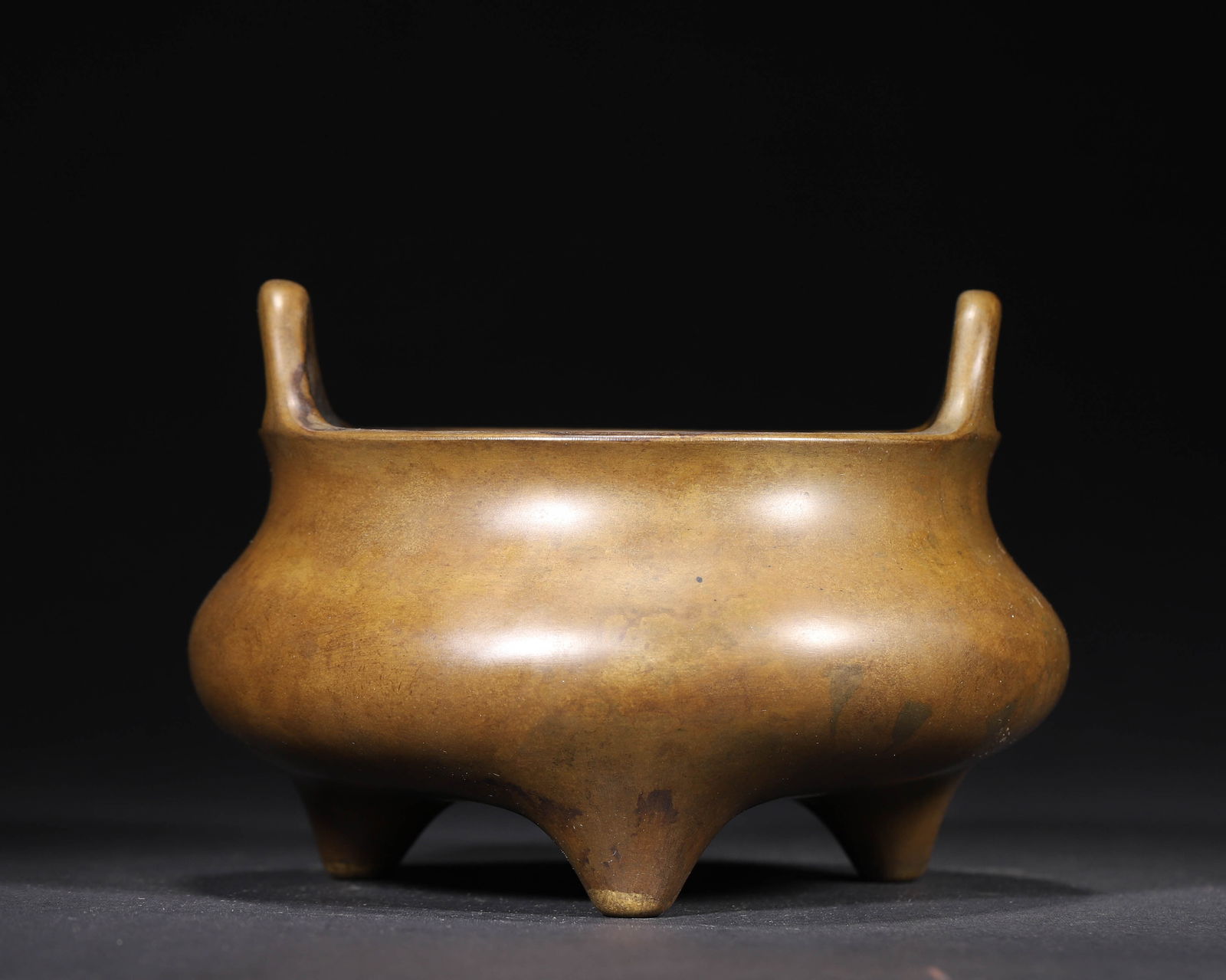 Late ming to early qing dynasty, "yutang qingwan" mark bronze censer with upright handles and three (1 of 7)