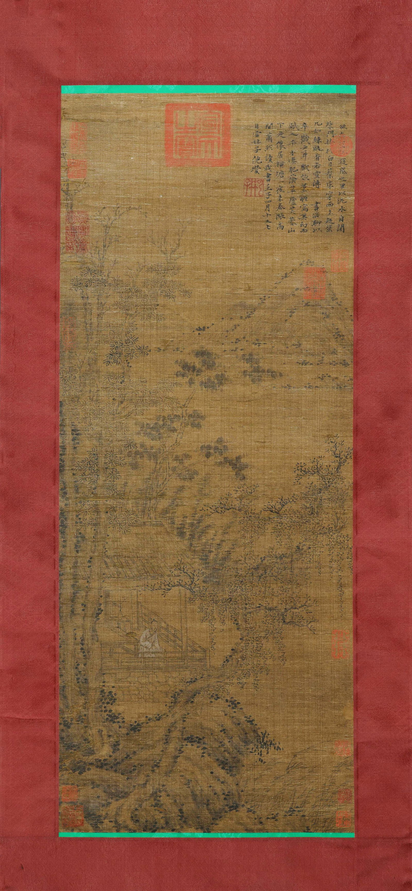 Yuan dynasty (zhizheng period), ni zan, hermit by xiao mountain, hanging scroll on silk (1 of 7)