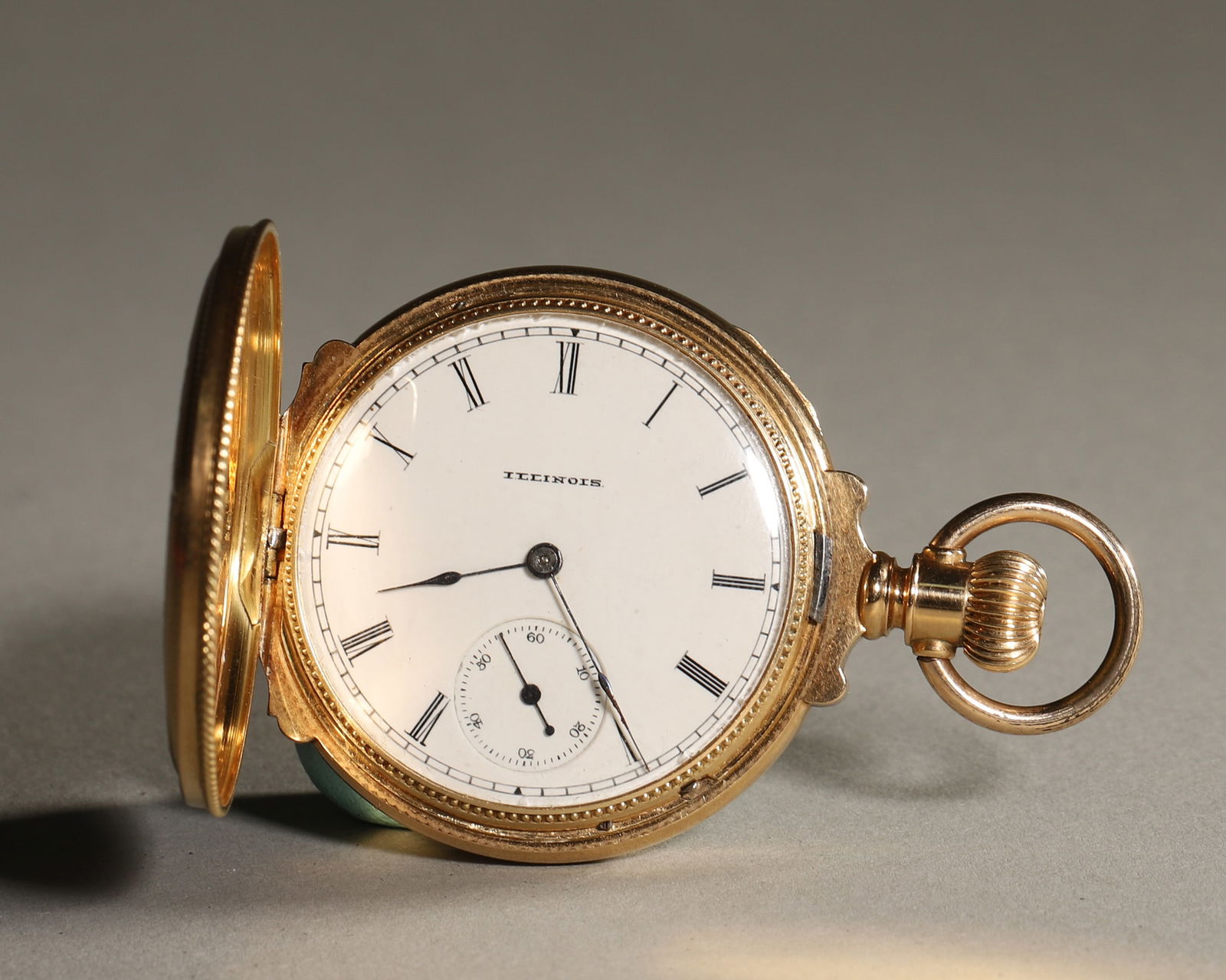 Illinois 14k gold full engraved hunter case pocket watch (1 of 8)