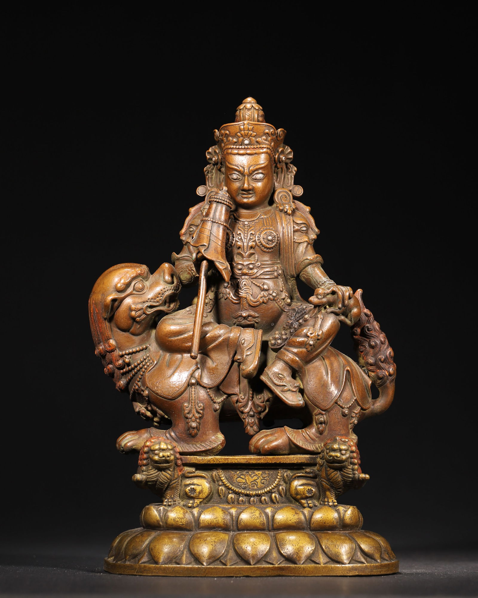 14Th-15th century, tibet densatil monastery style, copper seated vaishravana (1 of 10)