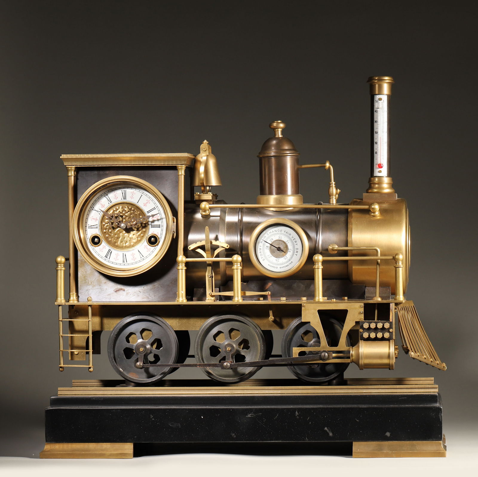Late 19th century, french gilt bronze steam locomotive mantel clock (1 of 8)