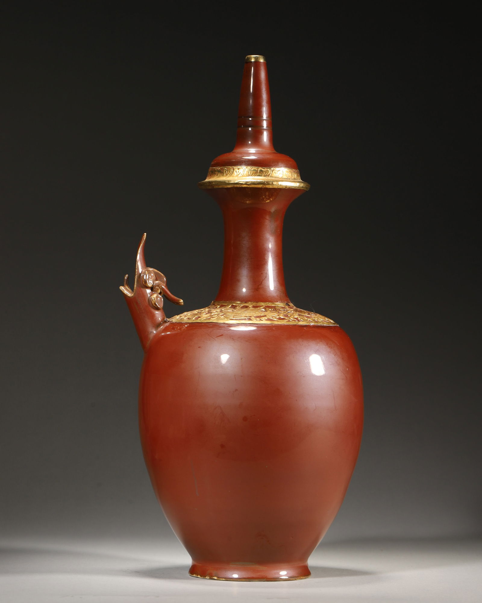 Southern song soy-glazed ewer with appliqué & gilt phoenix motif (1 of 7)