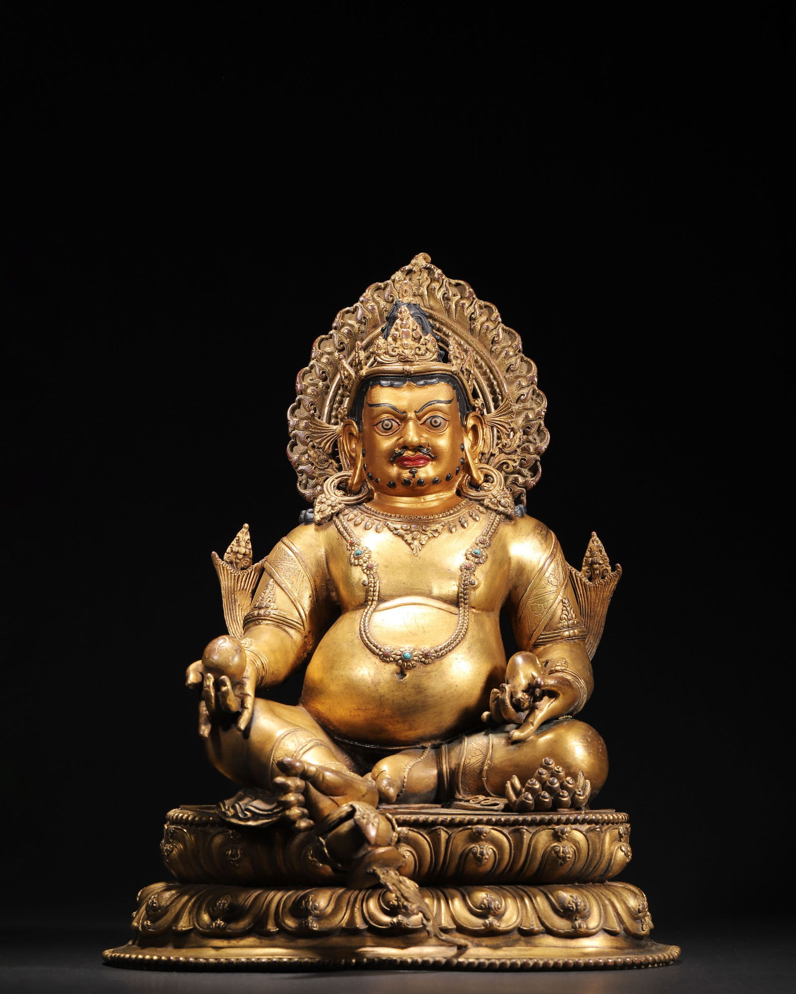 Mid-qing dynasty gilt bronze seated jambhala (god of wealth) (1 of 10)