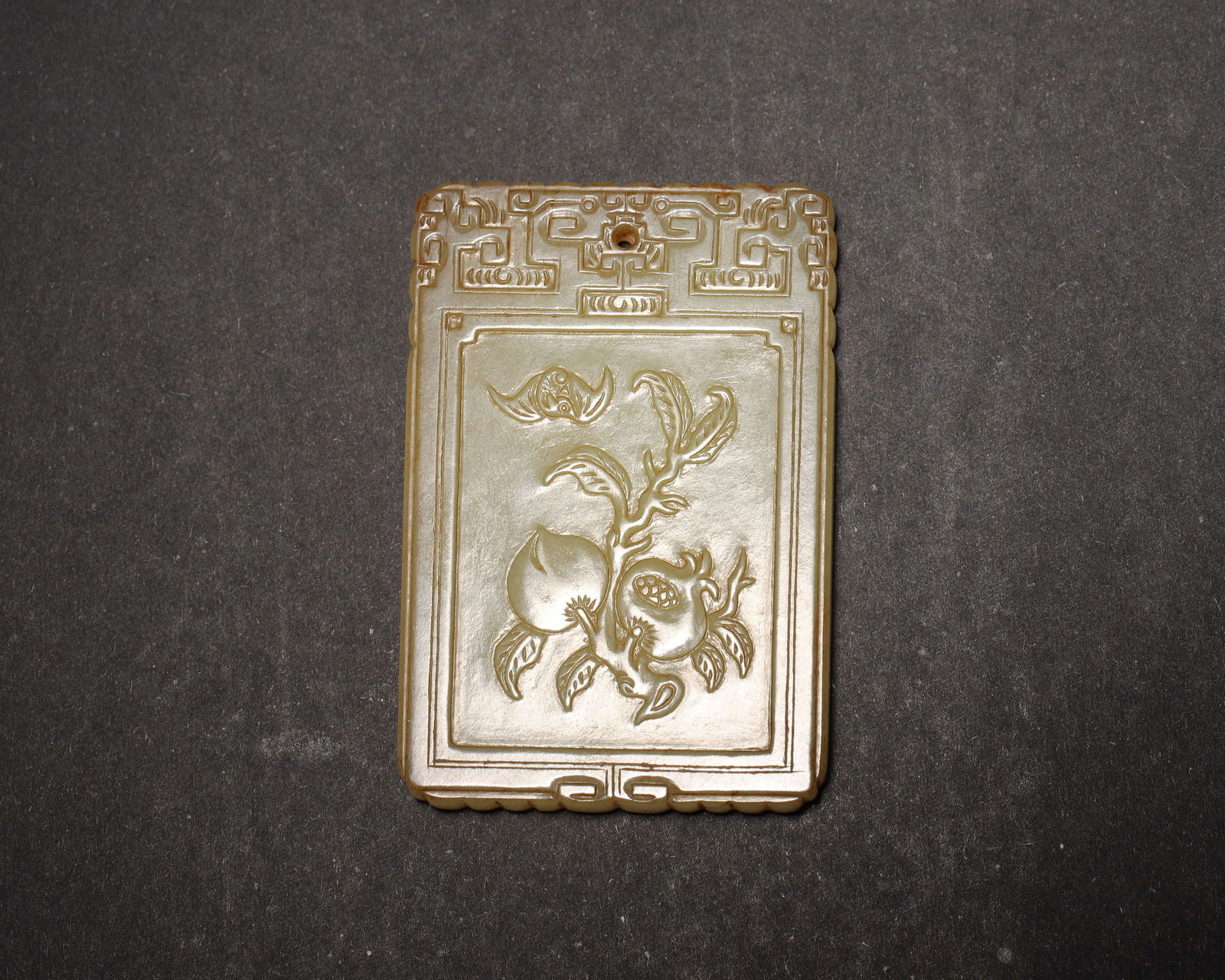 Mid-qing dynasty hetian yellow jade plaque with "three blessings" & poem (1 of 7)