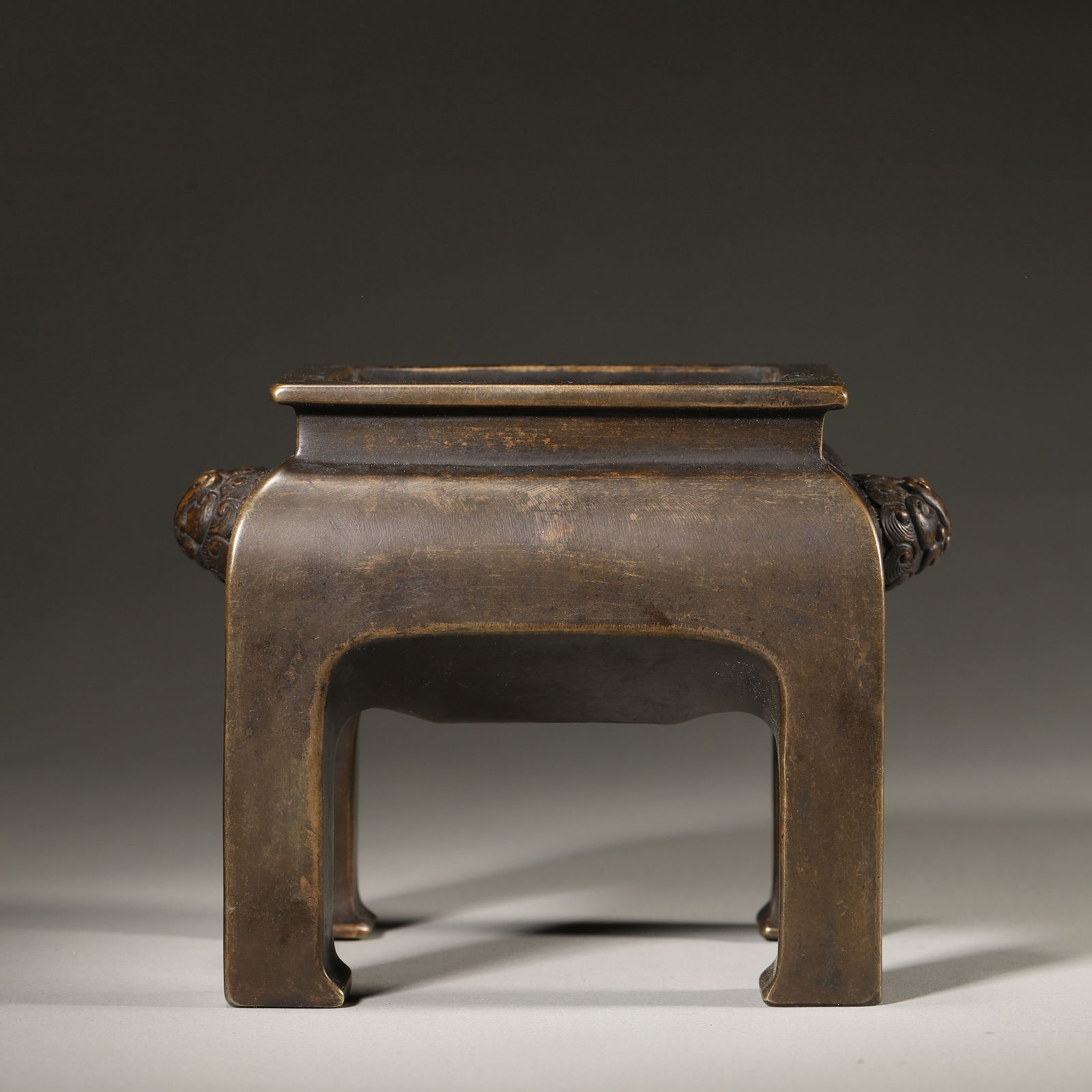 Ming dynasty, bronze square table censer with lion-head handles (1 of 6)