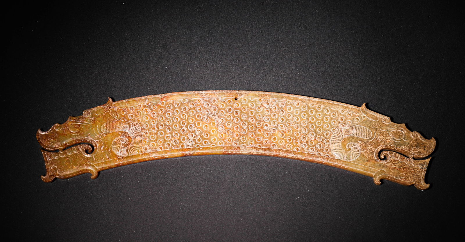 Warring states jade heng with dragon & grain motifs (1 of 7)