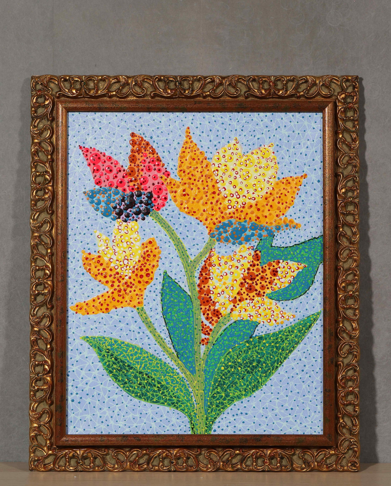 Yayoi kusama (b.1929) Flowers japanese in the style of. Minimalism and pop art era. Acrylic canvas (1 of 11)