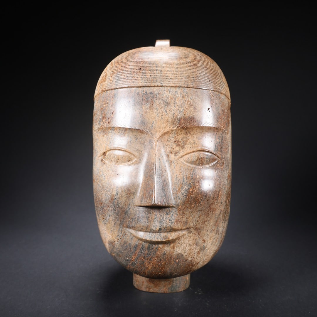 SHANG DYNASTY HETIAN JADE GREY-SKINNED BUDDHA HEAD (1 of 9)