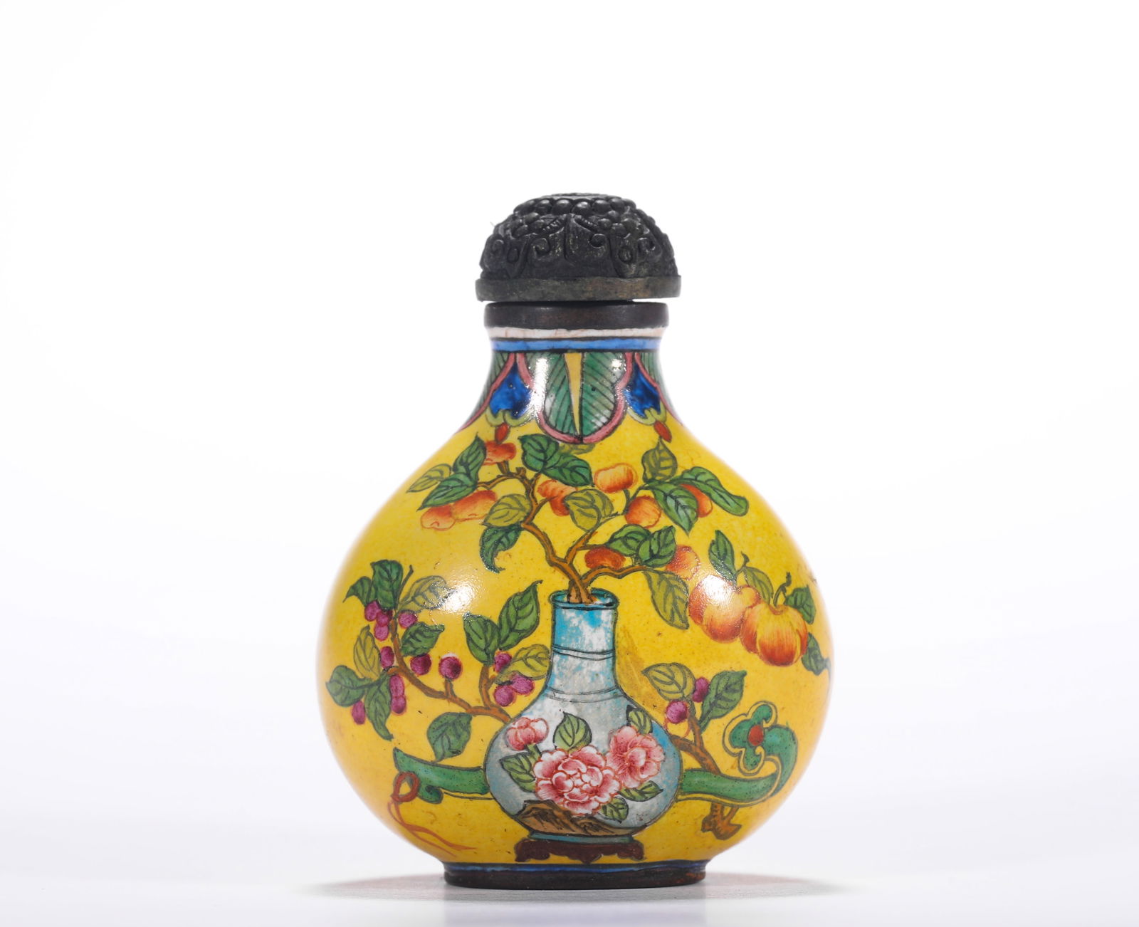 QING DYNASTY QIANLONG COPPER ENAMEL SNUFF POT: H:5.2cmW:4cmWeight:42g