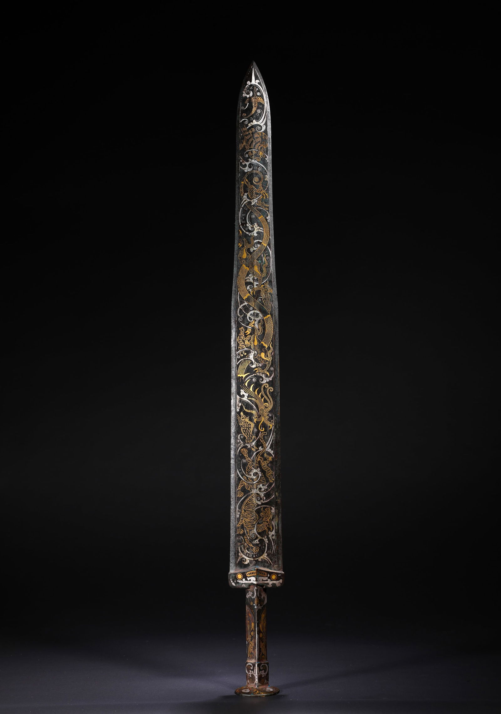 DURING THE WARRING STATES PERIOD, COPPER CUO GOLD AND SILVER BRONZE SWORDS (1 of 9)