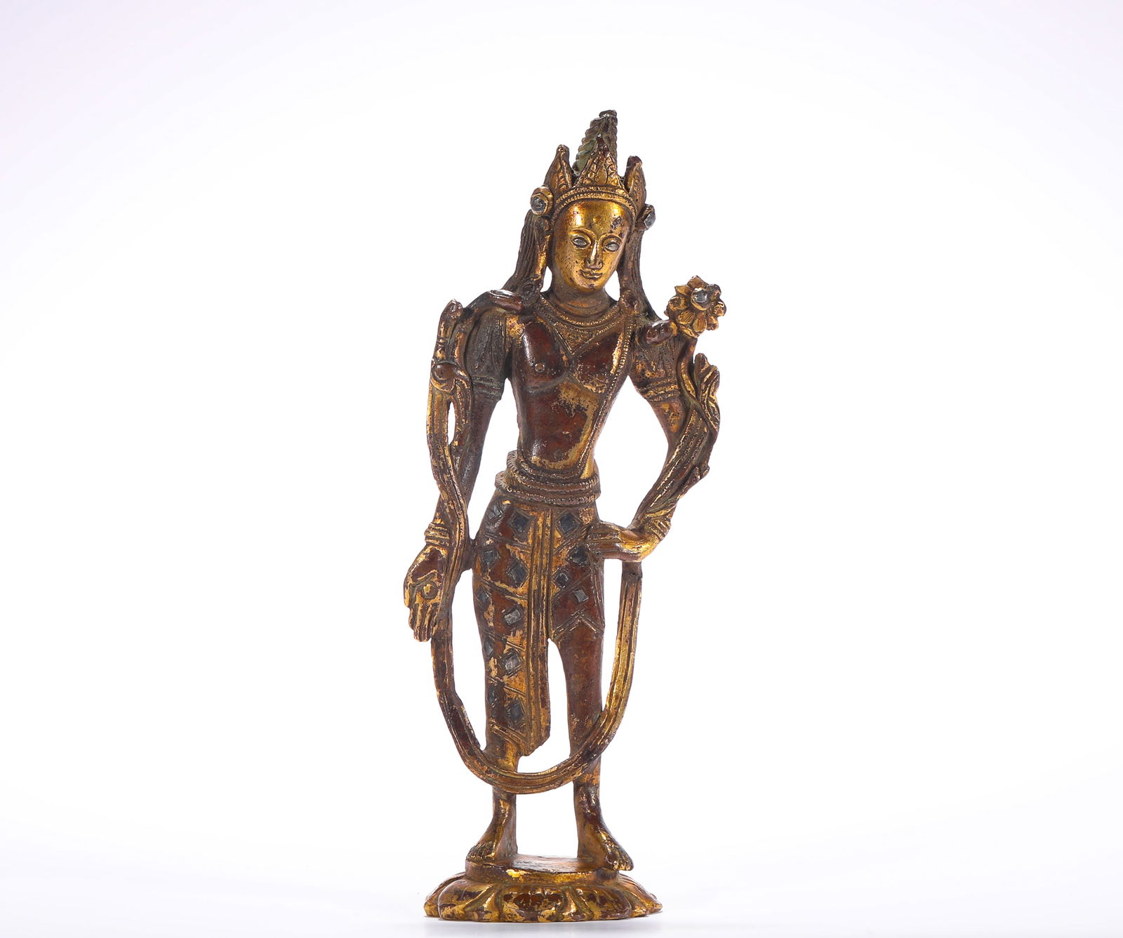 QING DYNASTY, GILDED BRONZE BUDDHA STATUES: H:14cmW:5cmWeight:188g