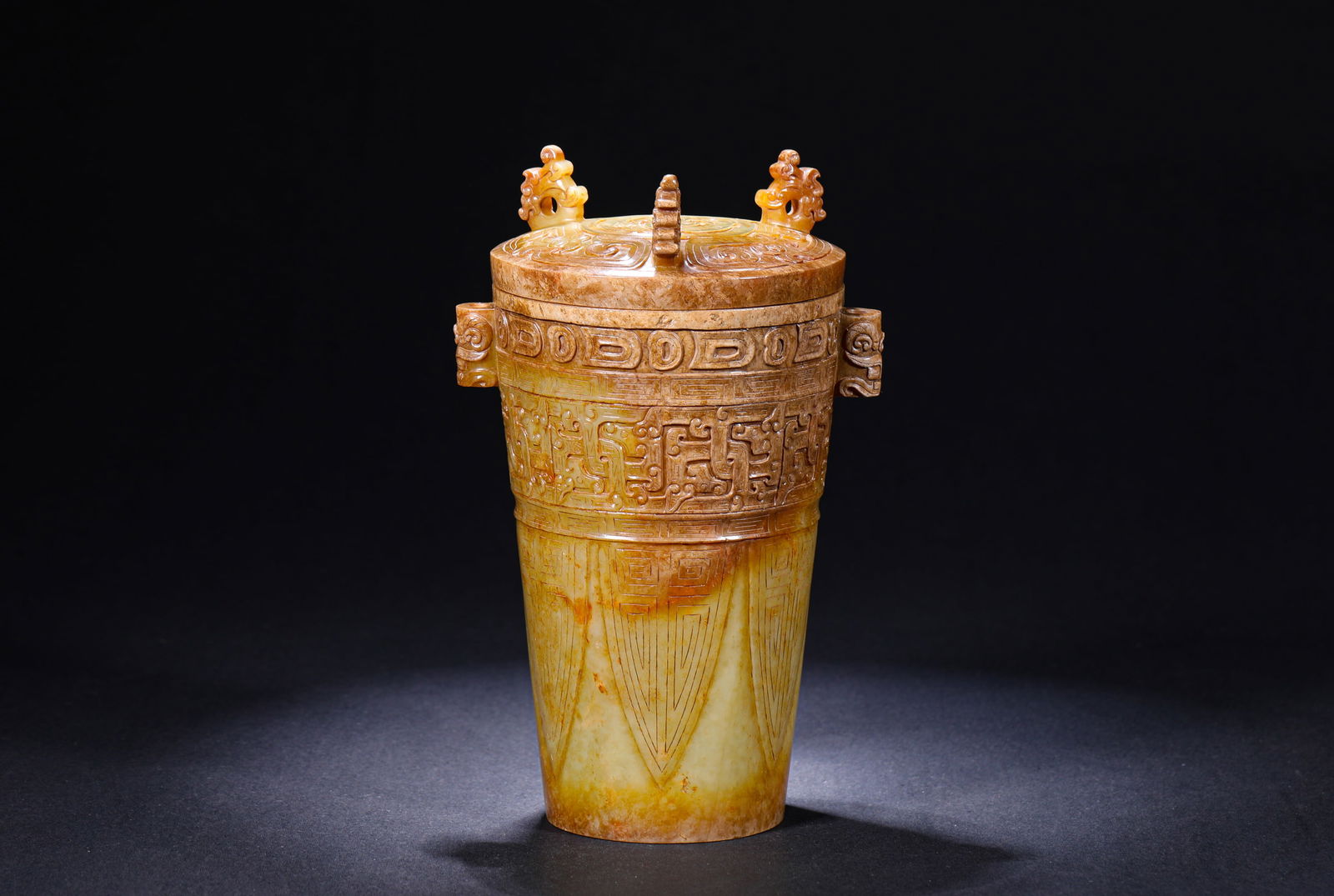 SHANG DYNASTY HETIAN JADE TAOTIE PATTERNED CUPS (1 of 10)