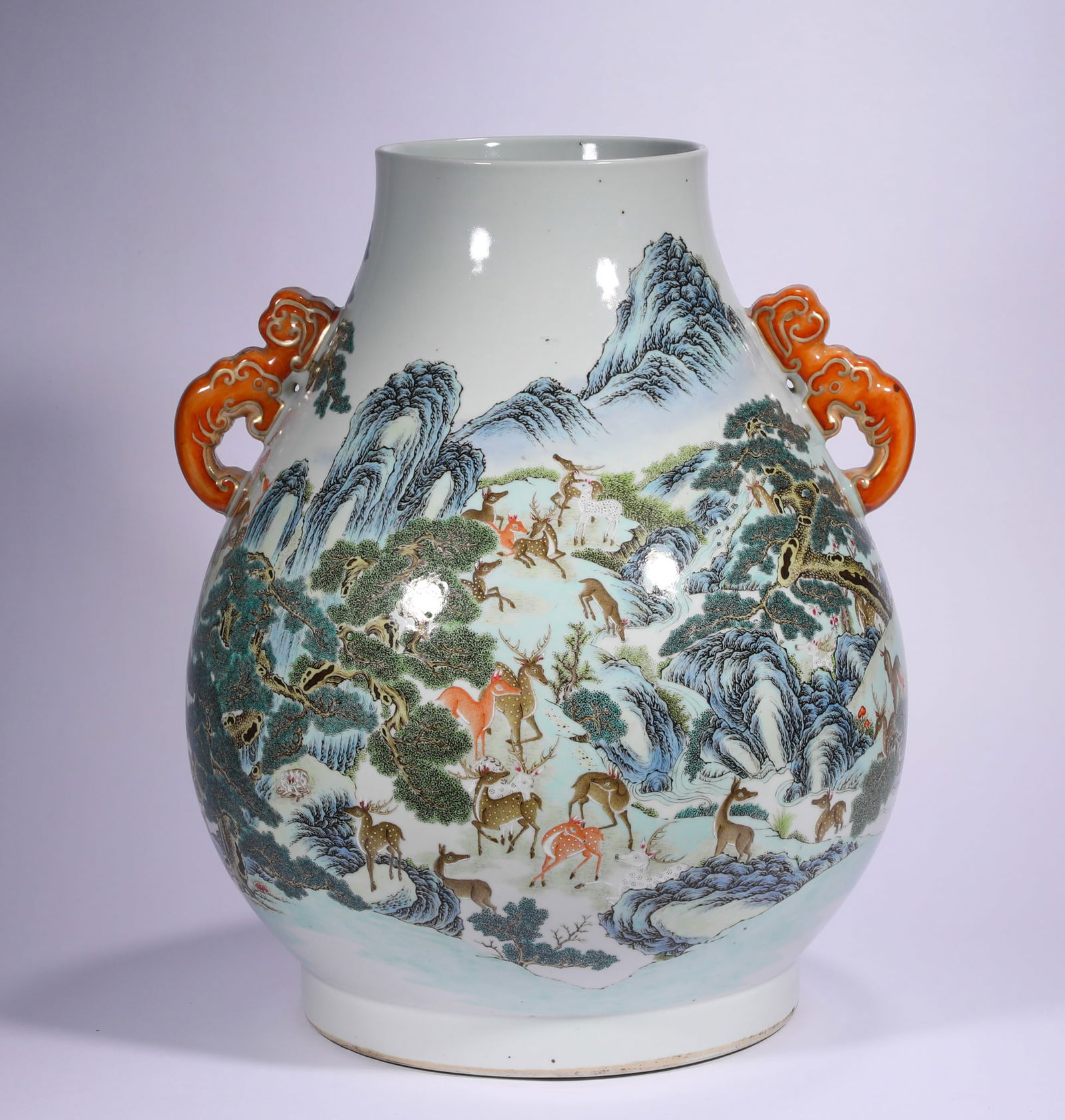 QING DYNASTY, QIANLONG PASTEL HUNDRED DEER VASE (1 of 12)